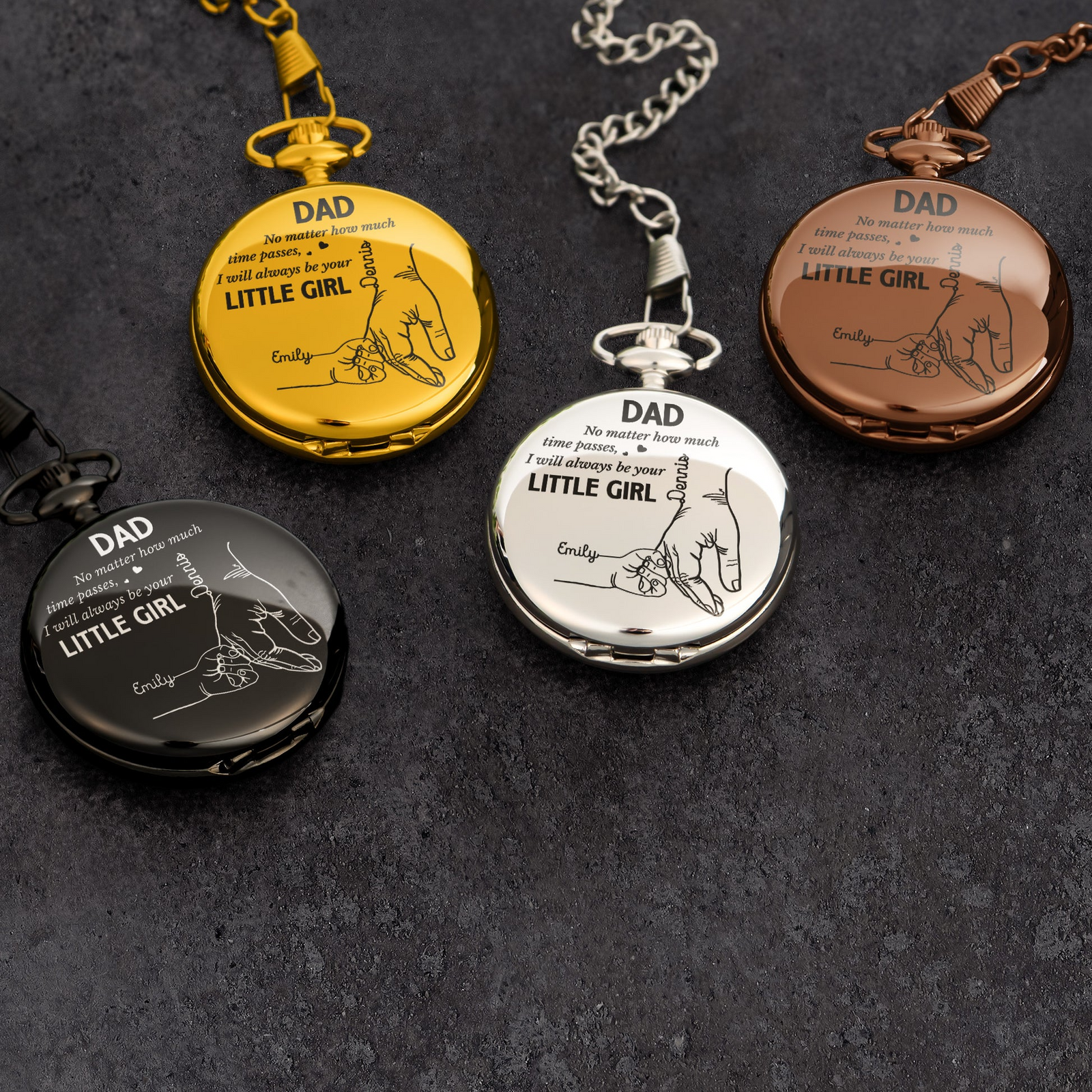 How Much Time Passes, I Will Always Be Your Little Girl - Personalized Pocket Watch - Father's Day Gift for Dad, Daddy