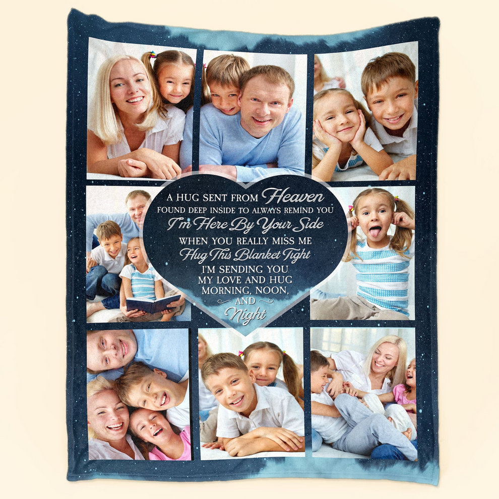 Personalized Custom Photo Hugs From Heaven fleece blanket, product with name options