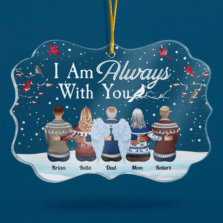 Personalized I Am Always With You Family Hugging medallion acrylic ornament, alternate view 3