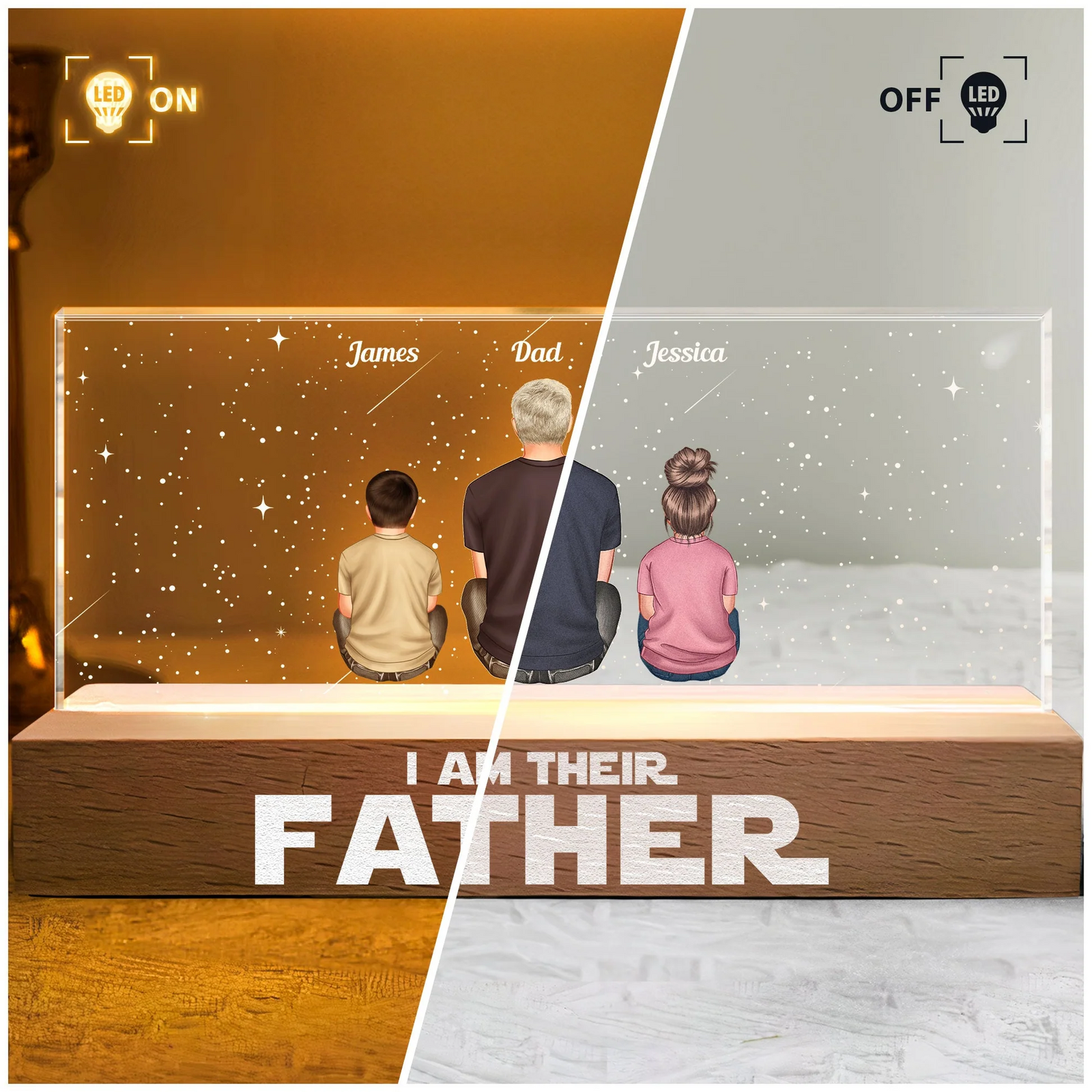 I Am Their Father - Personalized Acrylic LED Night Light - Father's Day Gift For Dad, Daddy, Papa