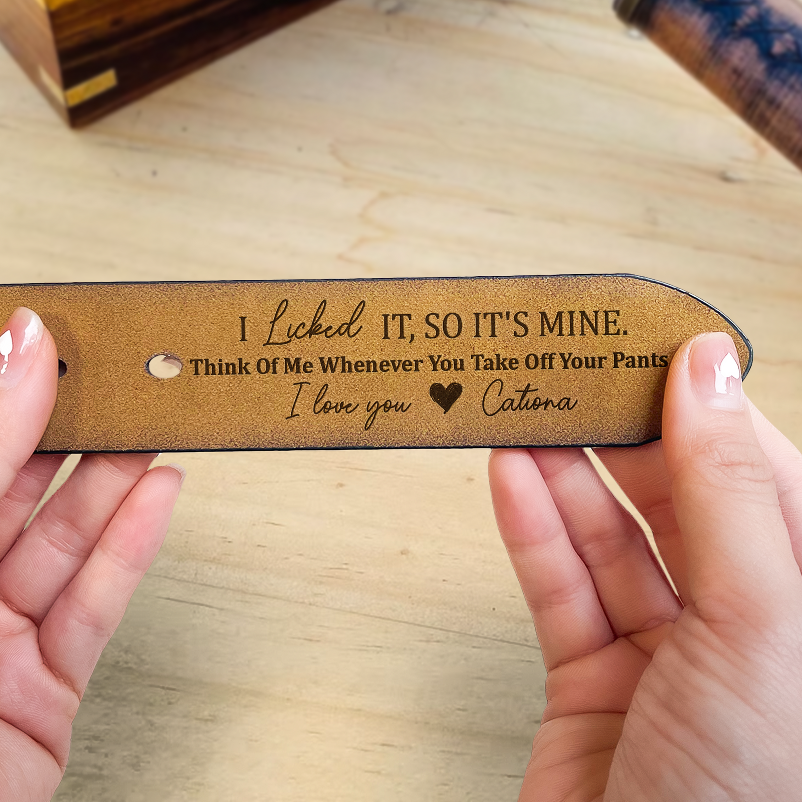 Custom Engraved Belt for Him - I Licked It, So It's Mine - Personalized Gift for Husband, Boyfriend, Fiancé, Valentine, Anniversary | Leather