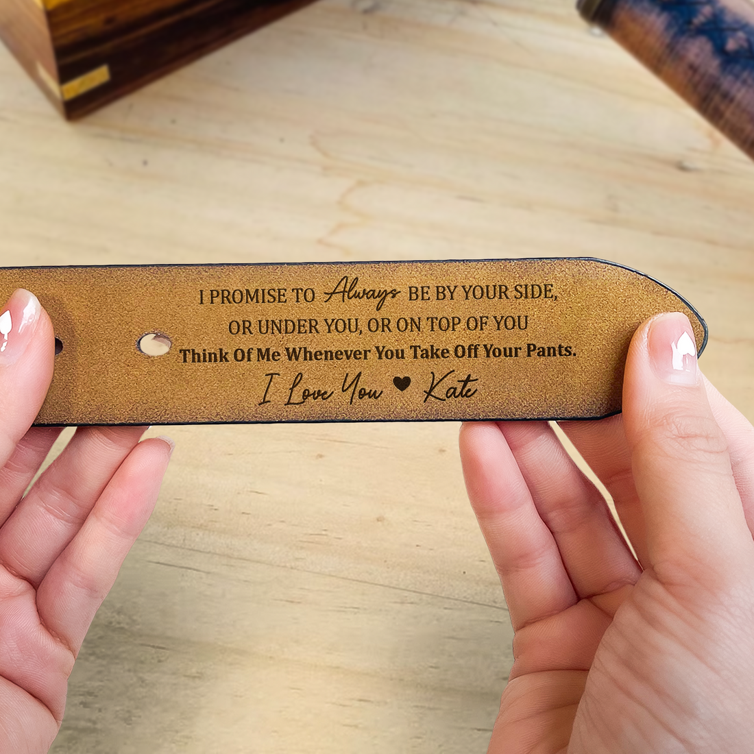 Custom Engraved Belt for Him personalized leather belt, alternate view 4
