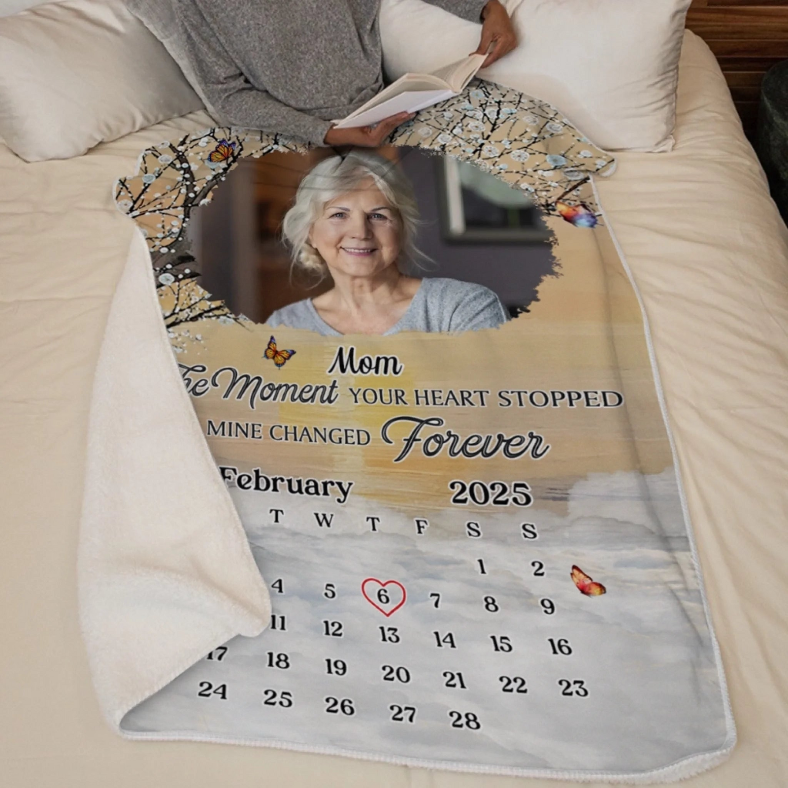 Custom Photo I Carry You In My Heart - Human Memorial Personalized Custom Blanket - Memorial Sympathy Gifts For Loss Of Mom, Dad