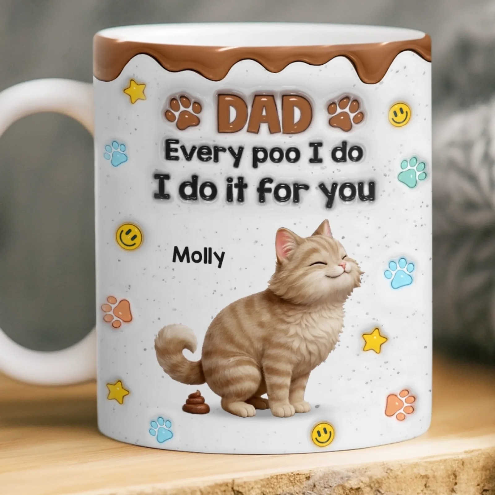 I Leave Little Gifts Just For You Dad - Personalized Custom 3D Inflated Effect Mug - Father's Day Gift For Cat Dad, Cat Lovers