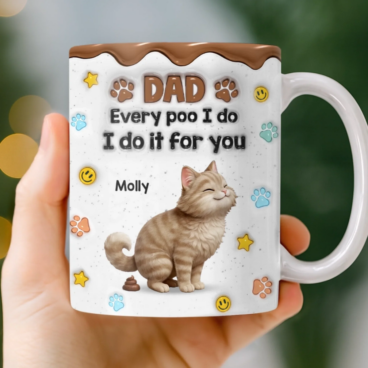 I Leave Little Gifts Just For You Dad - Personalized Custom 3D Inflated Effect Mug - Father's Day Gift For Cat Dad, Cat Lovers