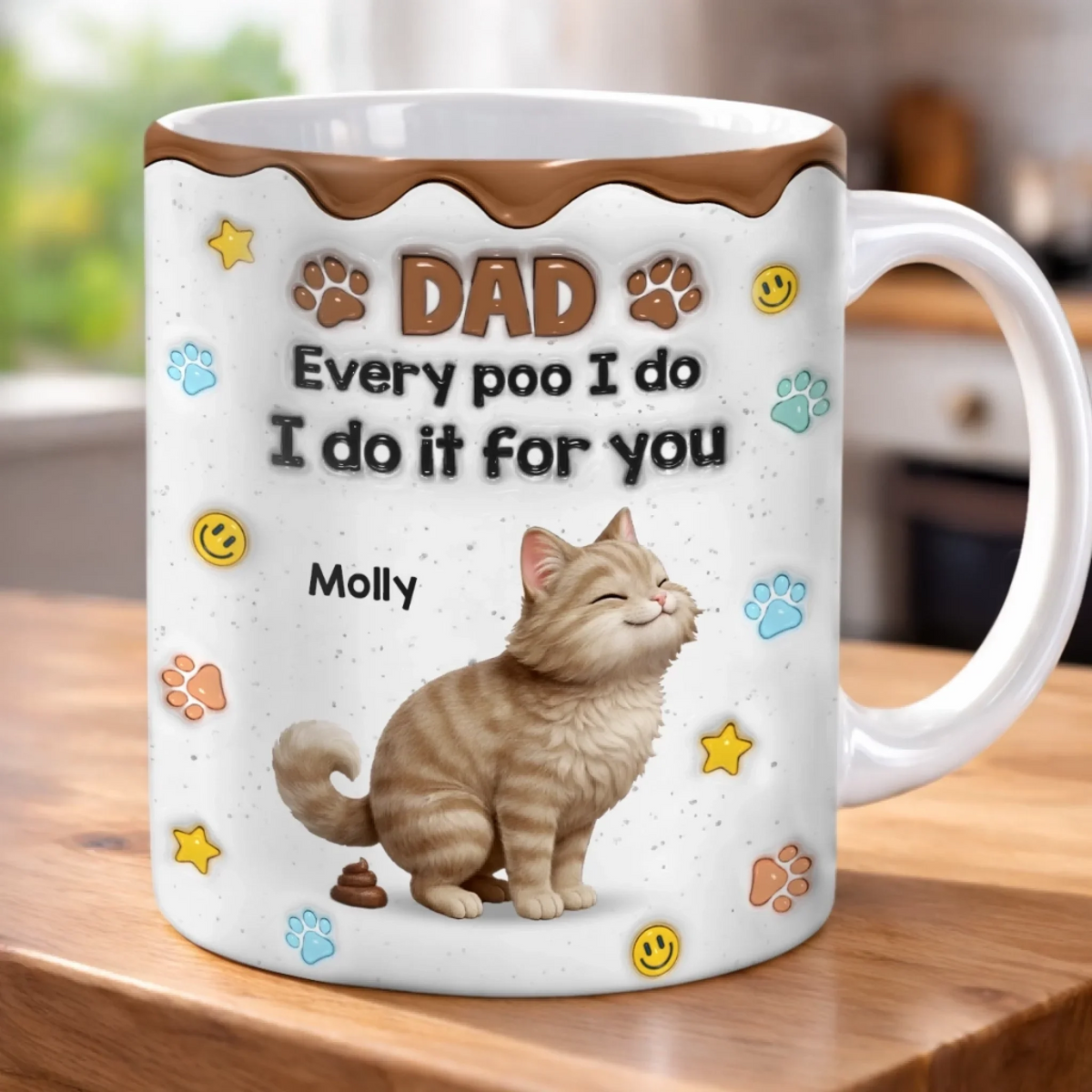 I Leave Little Gifts Just For You Dad - Personalized Custom 3D Inflated Effect Mug - Father's Day Gift For Cat Dad, Cat Lovers