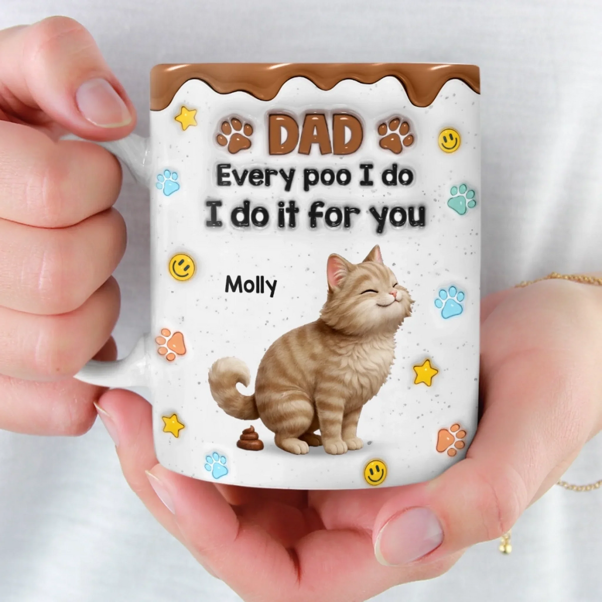 I Leave Little Gifts Just For You Dad - Personalized Custom 3D Inflated Effect Mug - Father's Day Gift For Cat Dad, Cat Lovers