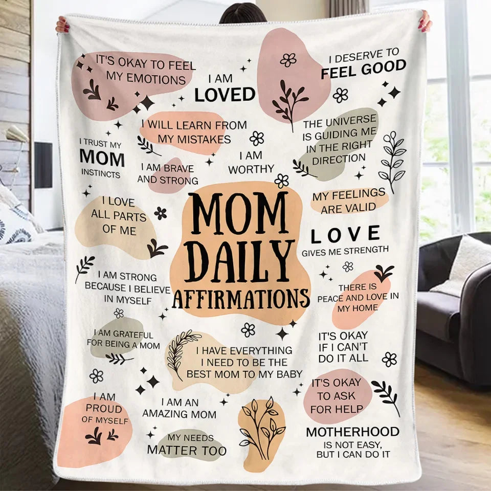 Personalized I Love All Parts Of Me Mom Affirmation fleece blanket, product with name options