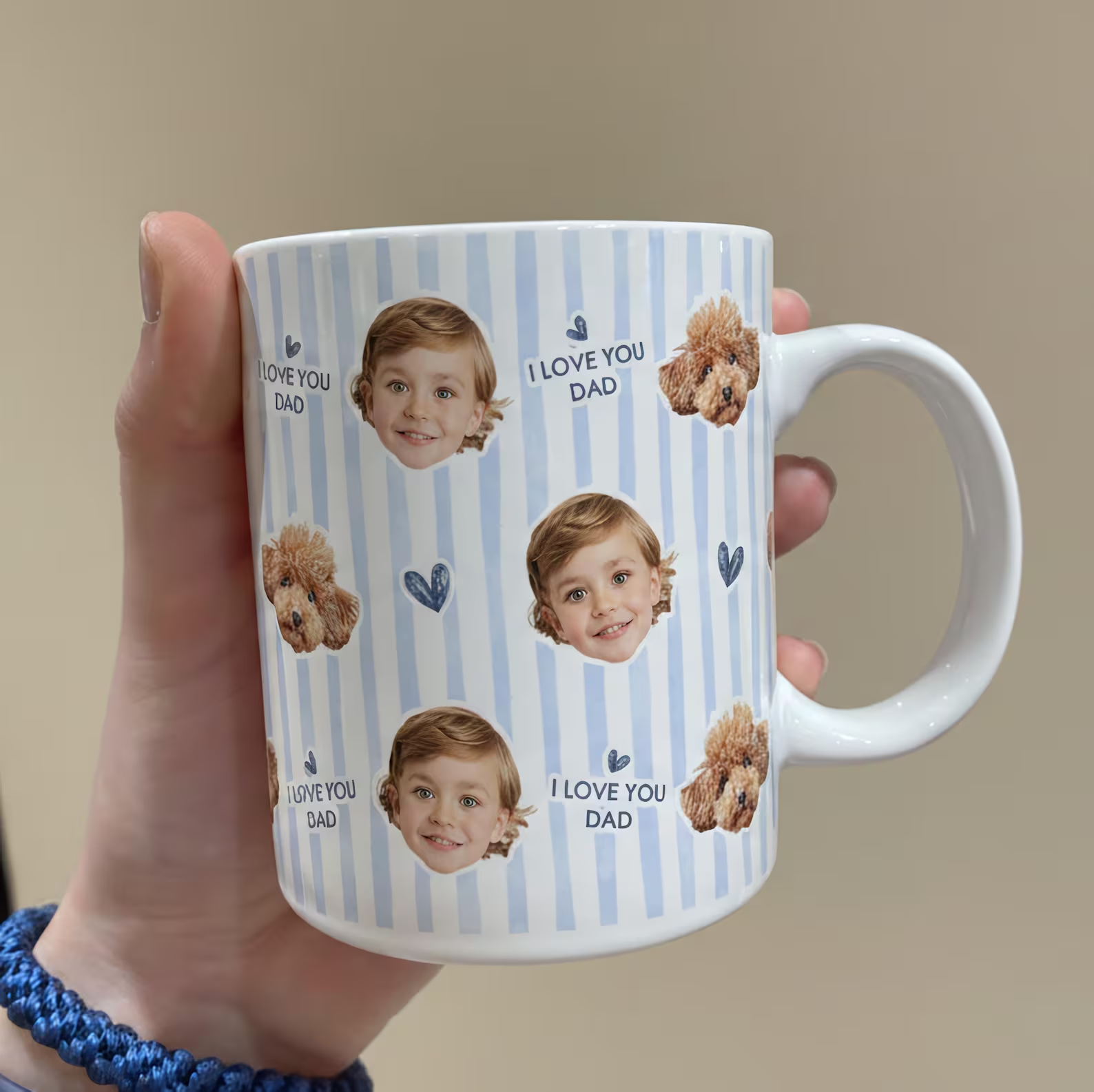 Custom Photo Grandkid Face I Love Dad - Personalized Custom Mug - Gift For Grandma, Grandpa, Mom, Dad
