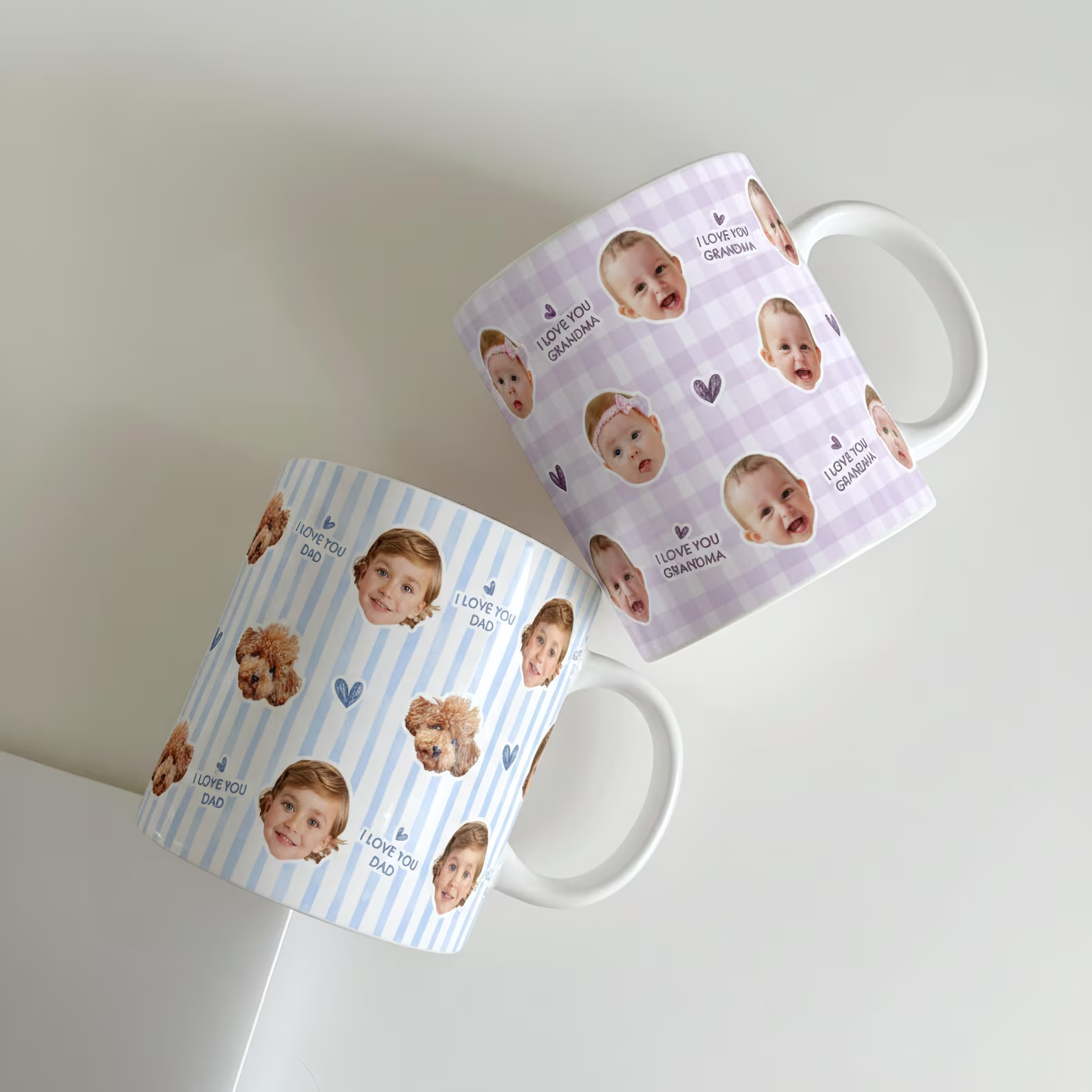 Custom Photo Grandkid Face I Love Dad - Personalized Custom Mug - Gift For Grandma, Grandpa, Mom, Dad