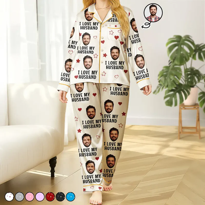 Custom Photo Funny I Love My Wife Husband - Personalized Satin Pajama Set - Gift For Him/Her, Husband/Wife, Boyfriend/Girlfriend