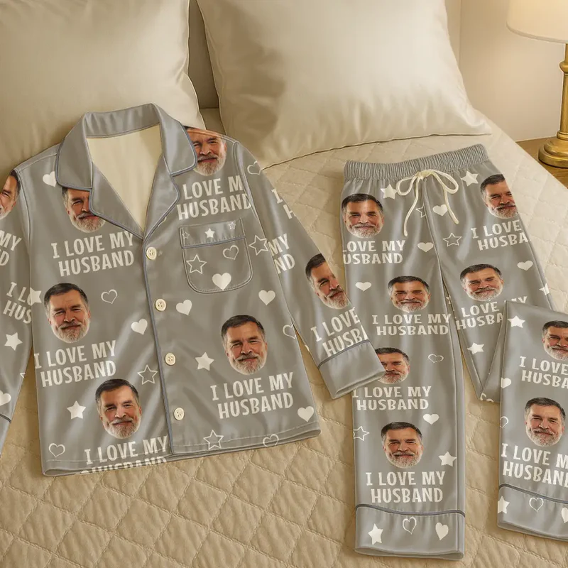 Custom Photo Funny I Love My Wife Husband - Personalized Satin Pajama Set - Gift For Him/Her, Husband/Wife, Boyfriend/Girlfriend