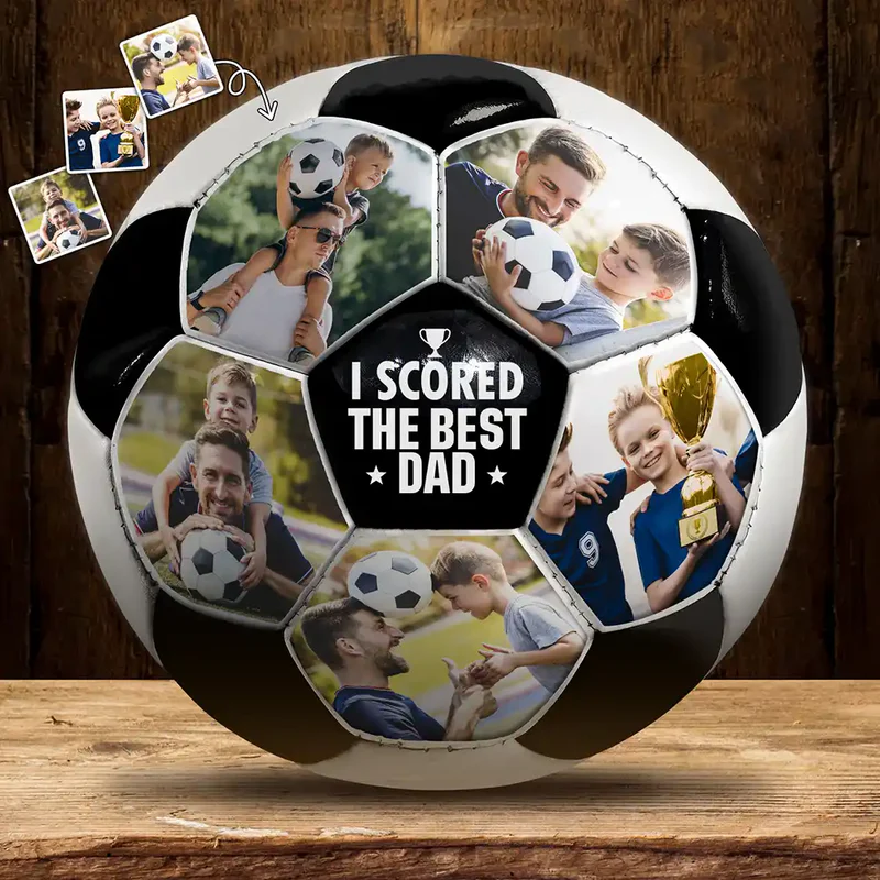 Custom Photo I Scored The Best Dad - Personalized Soccer Ball - Gift For Father, Sport Dad, Kids, Son/Daughter