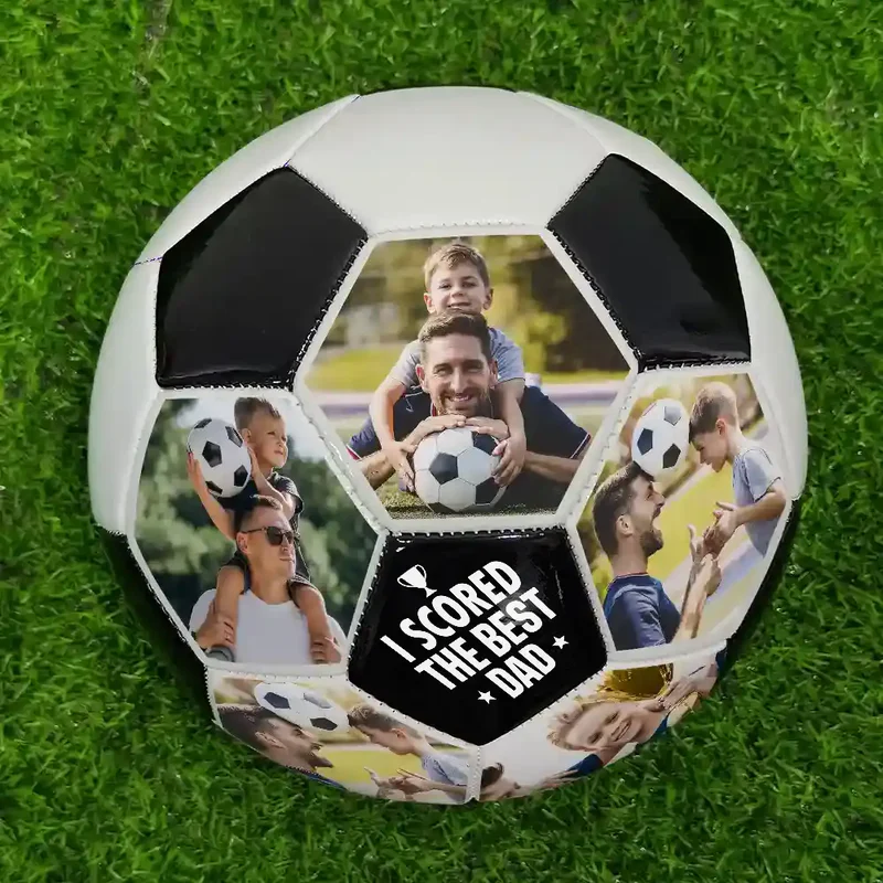 Custom Photo I Scored The Best Dad - Personalized Soccer Ball - Gift For Father, Sport Dad, Kids, Son/Daughter
