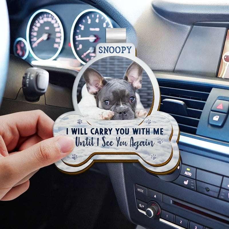 Custom Photo I Will Carry You With Me Pet Memorial personalized car visor clip, alternate view 2