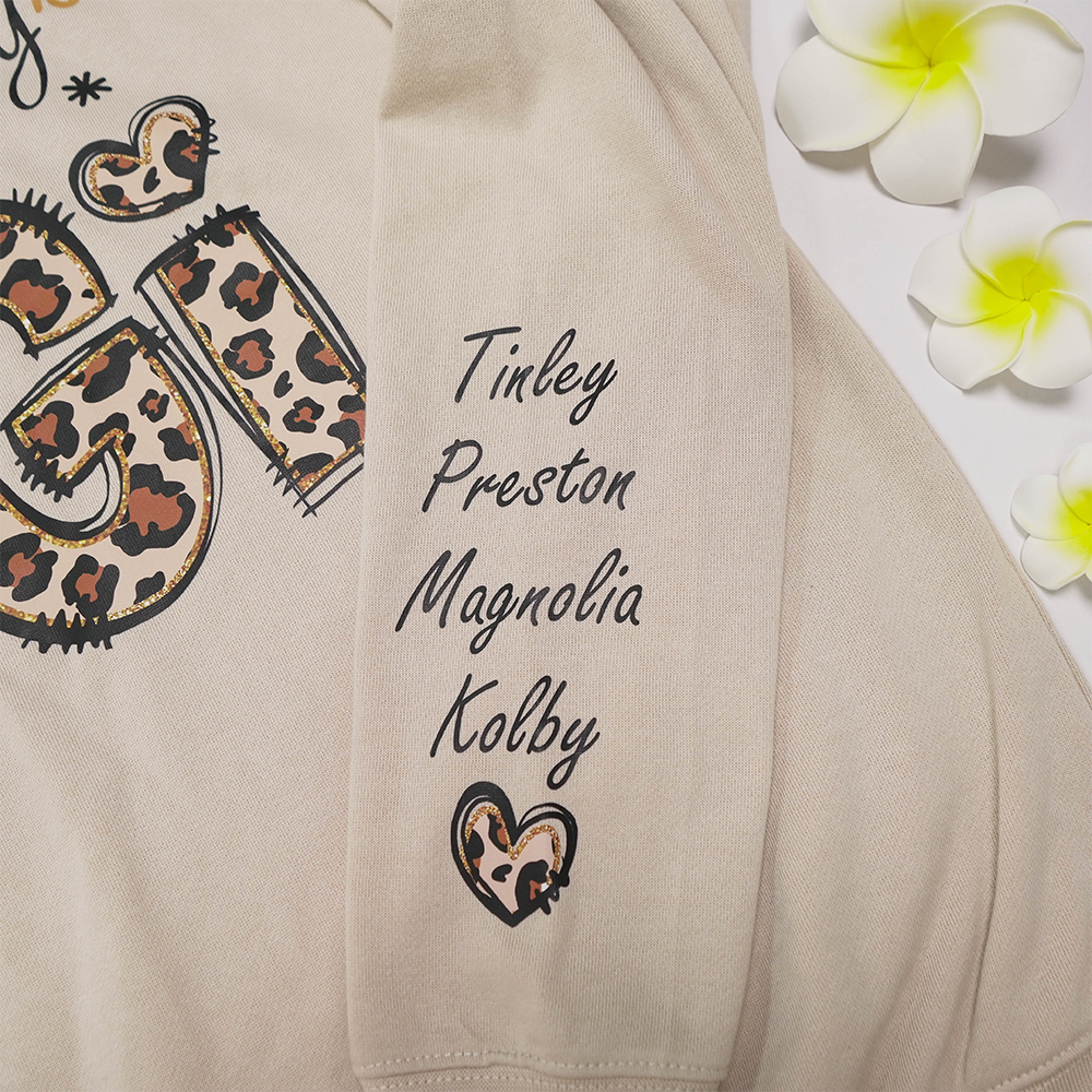 I Love Being Grandma Leopard - Personalized Sleeve Printed Sweater - Gift for Grandma, Nana, Grandparent