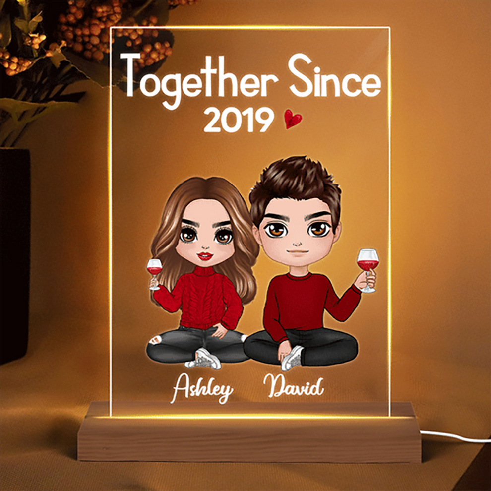 Personalized I'm Yours No Returns Or Refunds Doll Couple Sitting led light, main view
