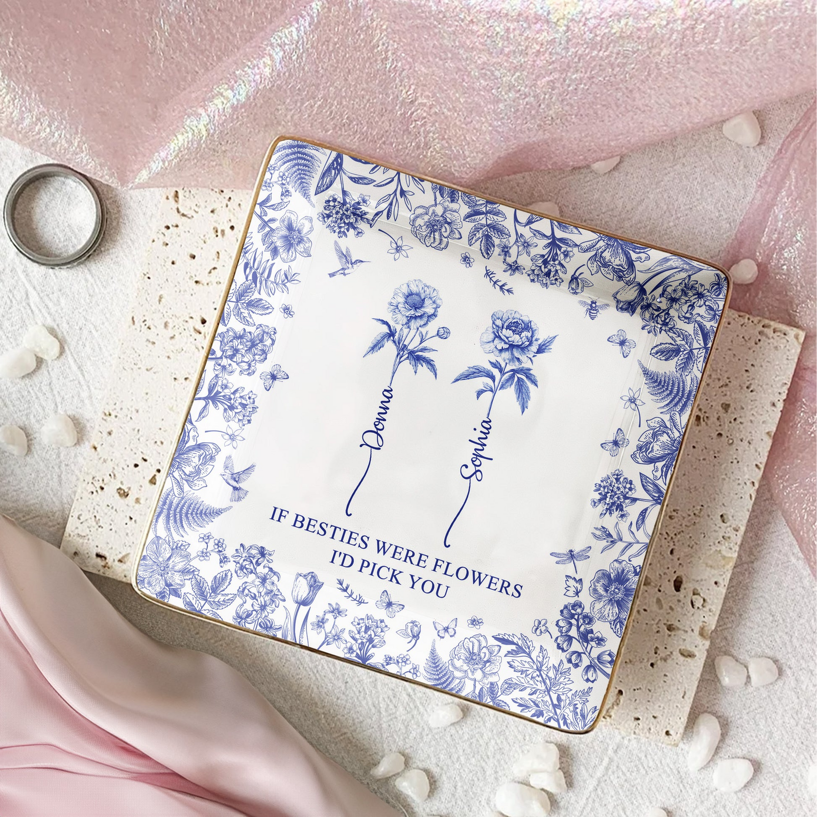 If Besties Were Flowers I'd Pick You - Personalized Jewelry Dish - Gift For Her, Besties, Friends, Sister