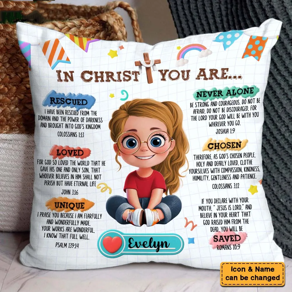 Affirmation Gift For Kids In Christ You Are - Personalized Custom Pillow - Gift For Grandson, Son, Kids