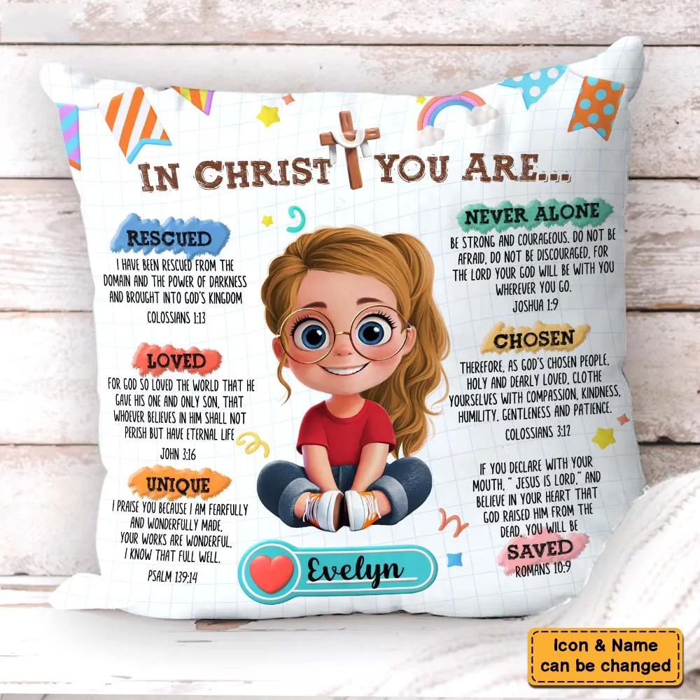 Affirmation Gift For Kids In Christ You Are - Personalized Custom Pillow - Gift For Grandson, Son, Kids