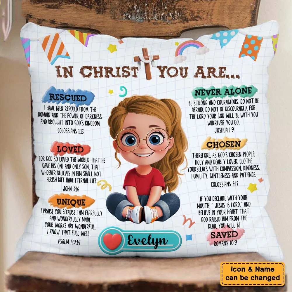 Affirmation Gift For Kids In Christ You Are - Personalized Custom Pillow - Gift For Grandson, Son, Kids