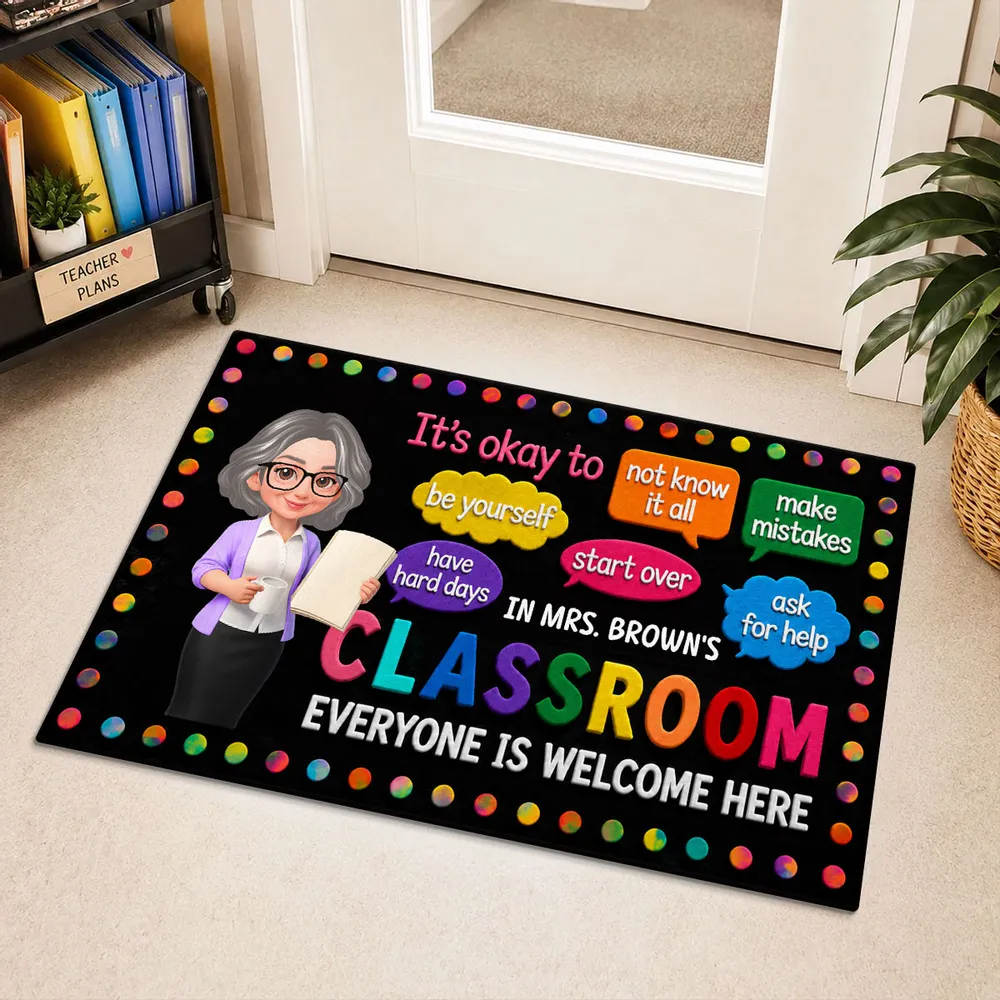 In Teacher Classroom It's Okay To Be Yourself - Personalized Doormat - Back To School Gift For Teacher, Educator