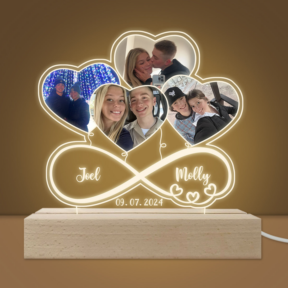 Custom Photo Couple Infinity Love Heart Balloons led light, main view