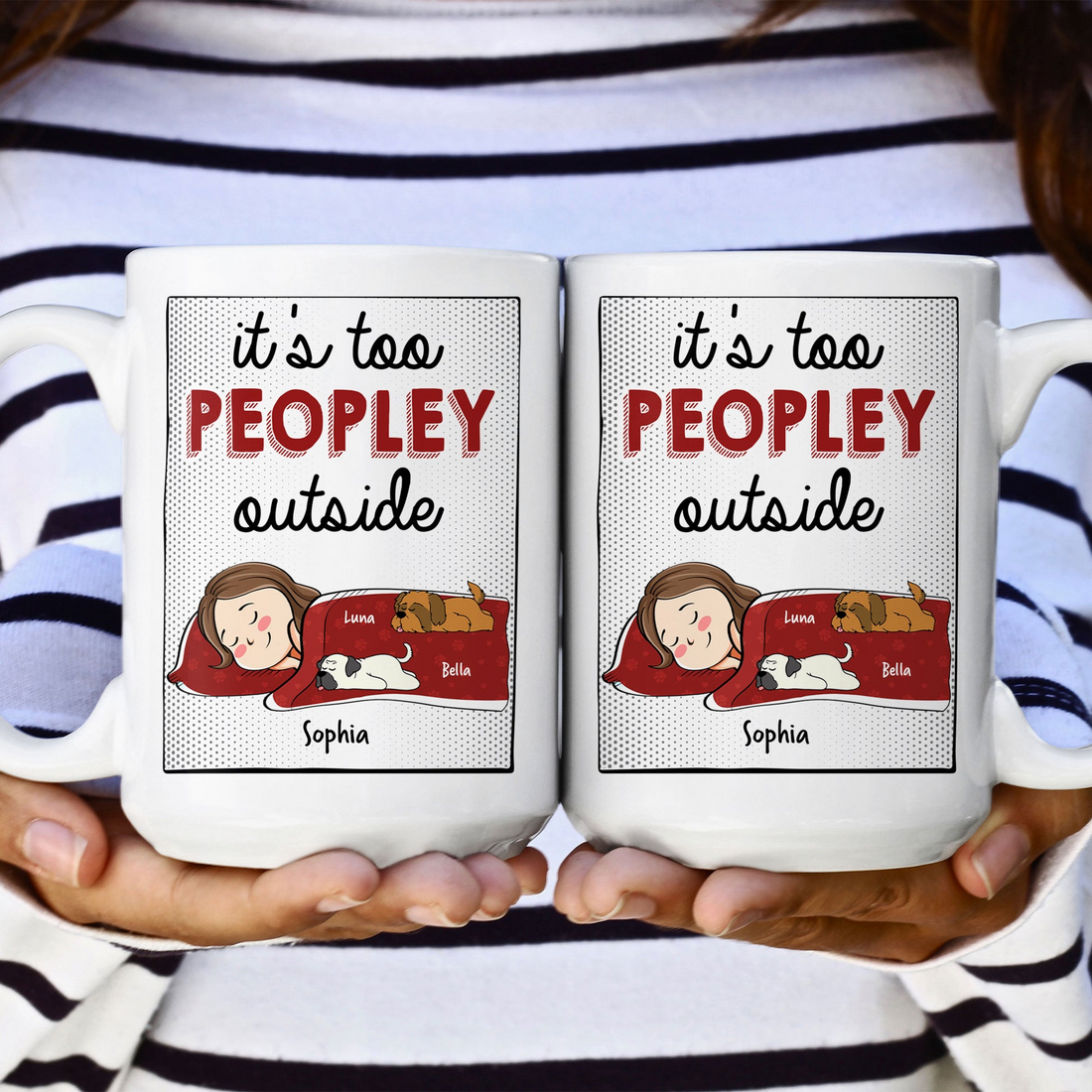 It's Too Peopley Outside New Version - Personalized Custom Mug - Gift For Cat Mom, Cat Lovers, Pet Lovers