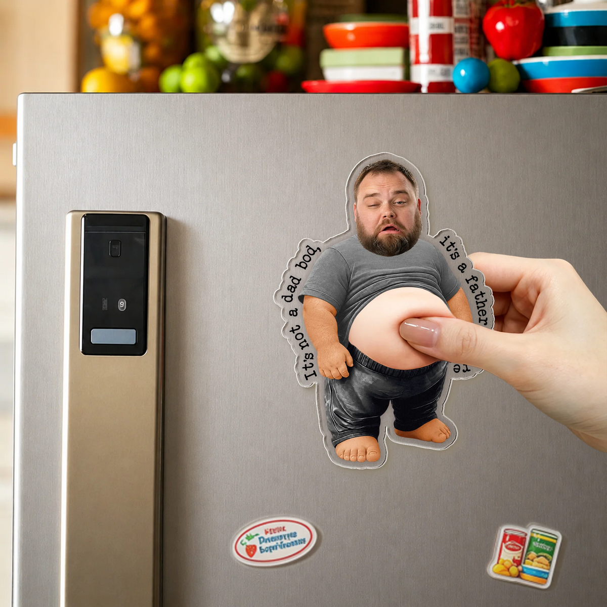 Custom Photo It’s Not A Dad Bod, It’s A Father Figure - Personalized Fridge Magnet - Funny Gifts for Dad, Daddy, Papa