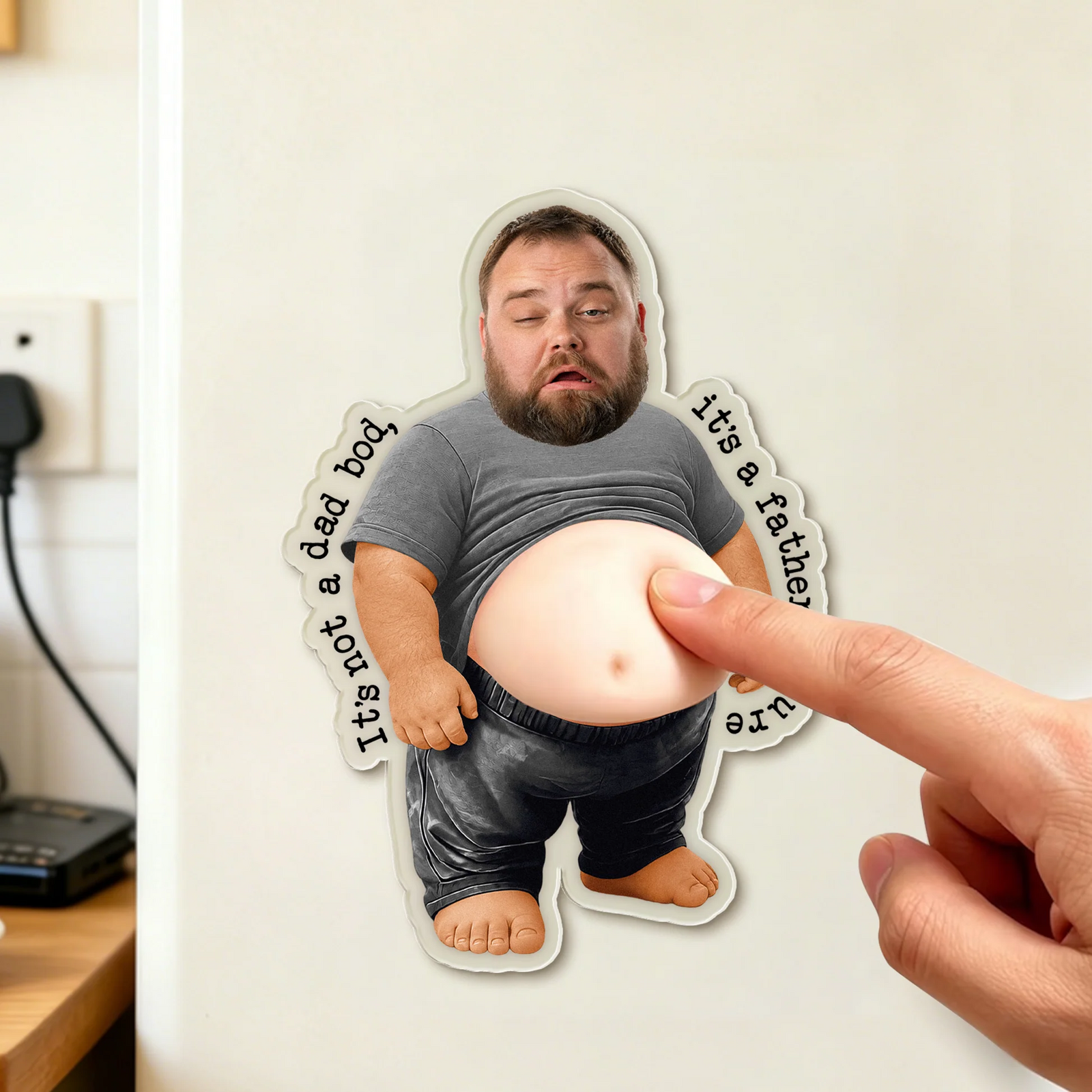Custom Photo It’s Not A Dad Bod, It’s A Father Figure - Personalized Fridge Magnet - Funny Gifts for Dad, Daddy, Papa