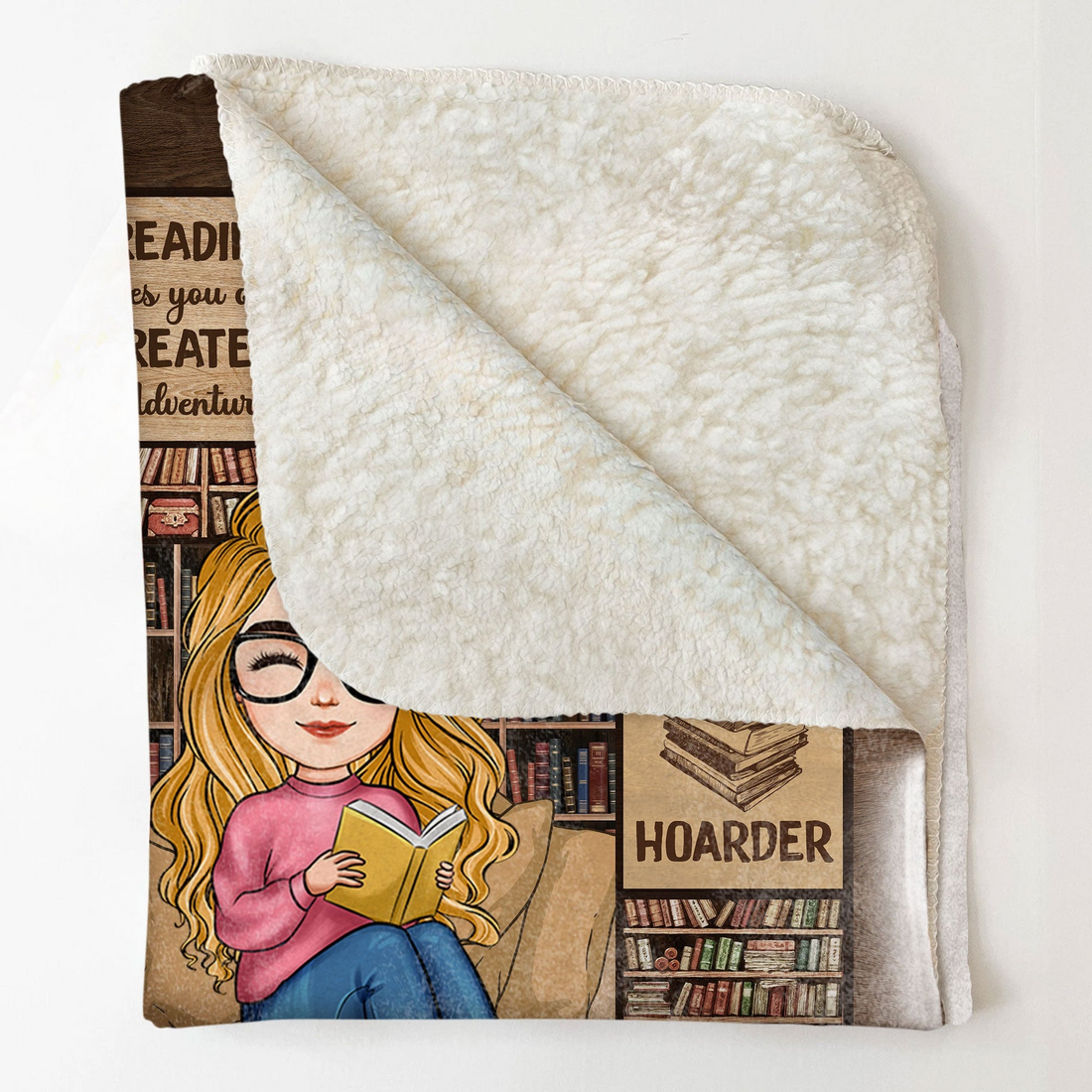 Personalized Just A Girl Who Loves Books fleece blanket, size guide chart