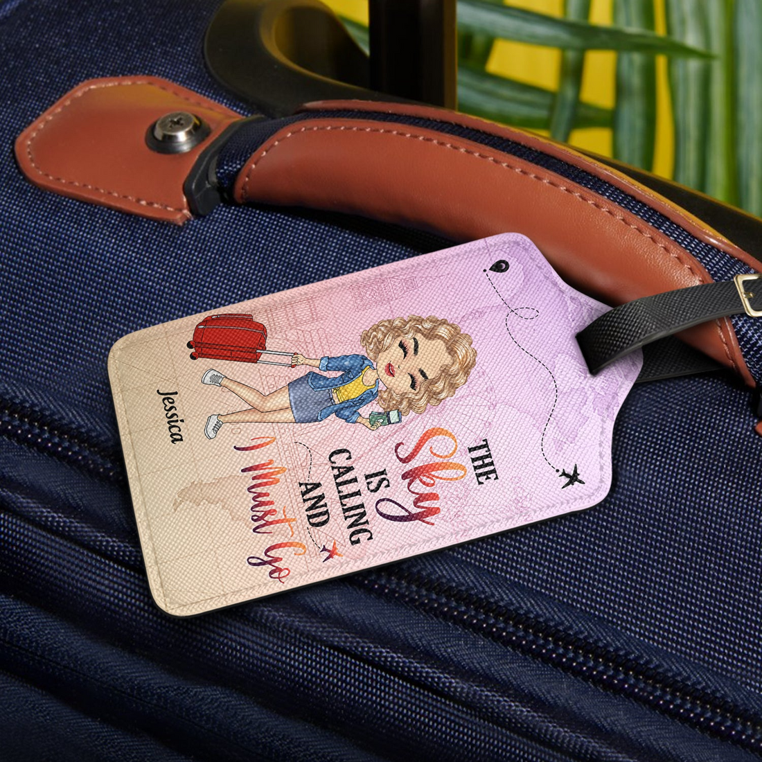 Personalized Just A Girl Boy Who Loves Traveling luggage tag, alternate view 2