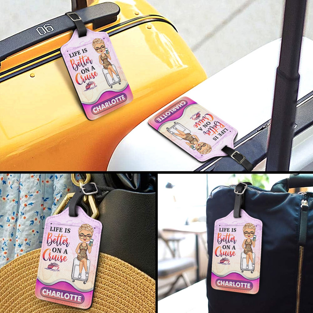 Personalized Just A Girl Boy Who Loves Traveling luggage tag, alternate view 3