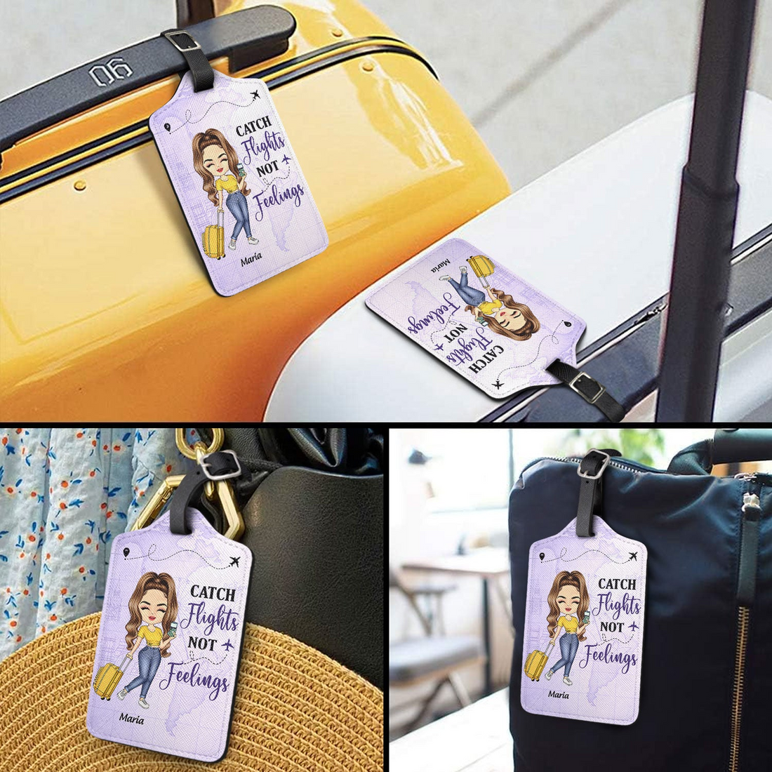 Personalized Just A Girl Boy Who Loves Traveling luggage tag, alternate view 3
