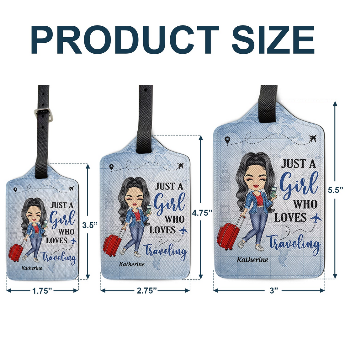 Personalized Just A Girl Boy Who Loves Traveling luggage tag, alternate view 6