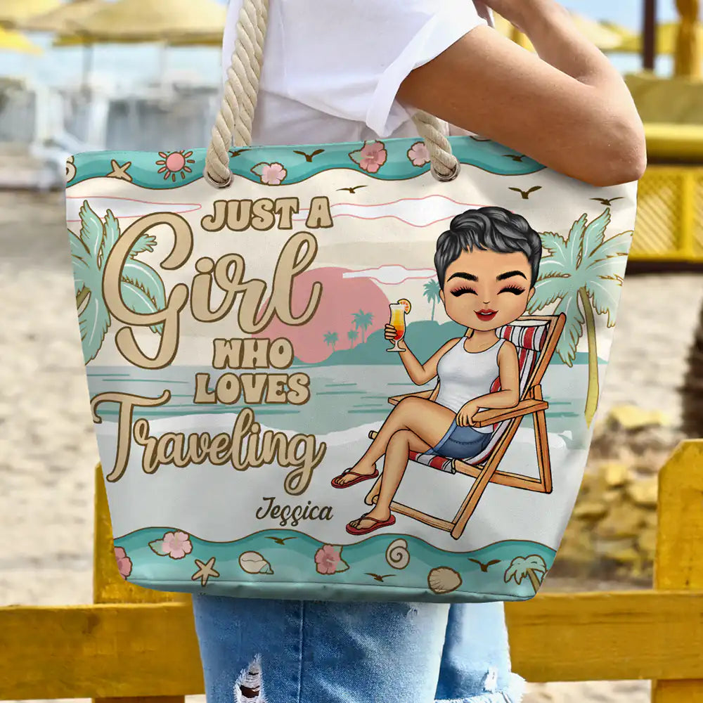 Just A Girl Who Loves Beaches - Personalized Beach Bag - Gift For Her, Traveling Lovers