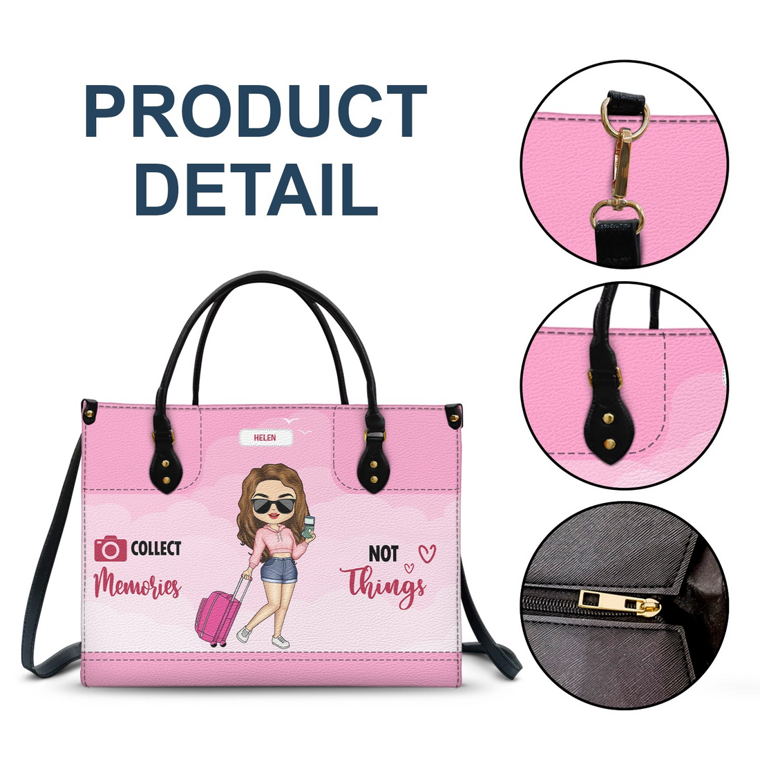 Personalized Just A Girl Who Loves Traveling handbag, carried outdoors