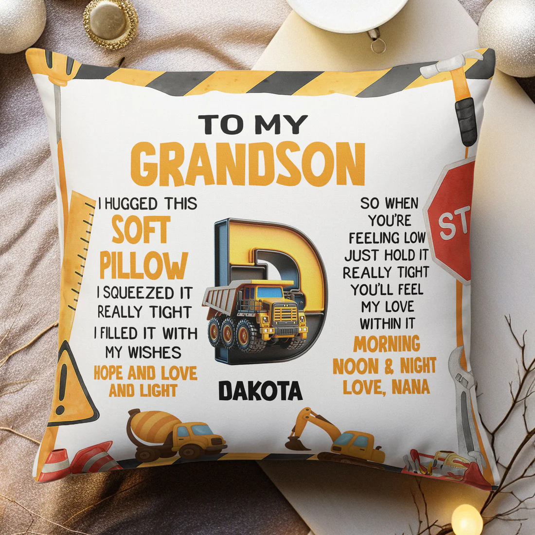 Kid Alphabet Hug This - Personalized Custom Pillow - Gift For Grandson, Granddaughter, Son, Daughter