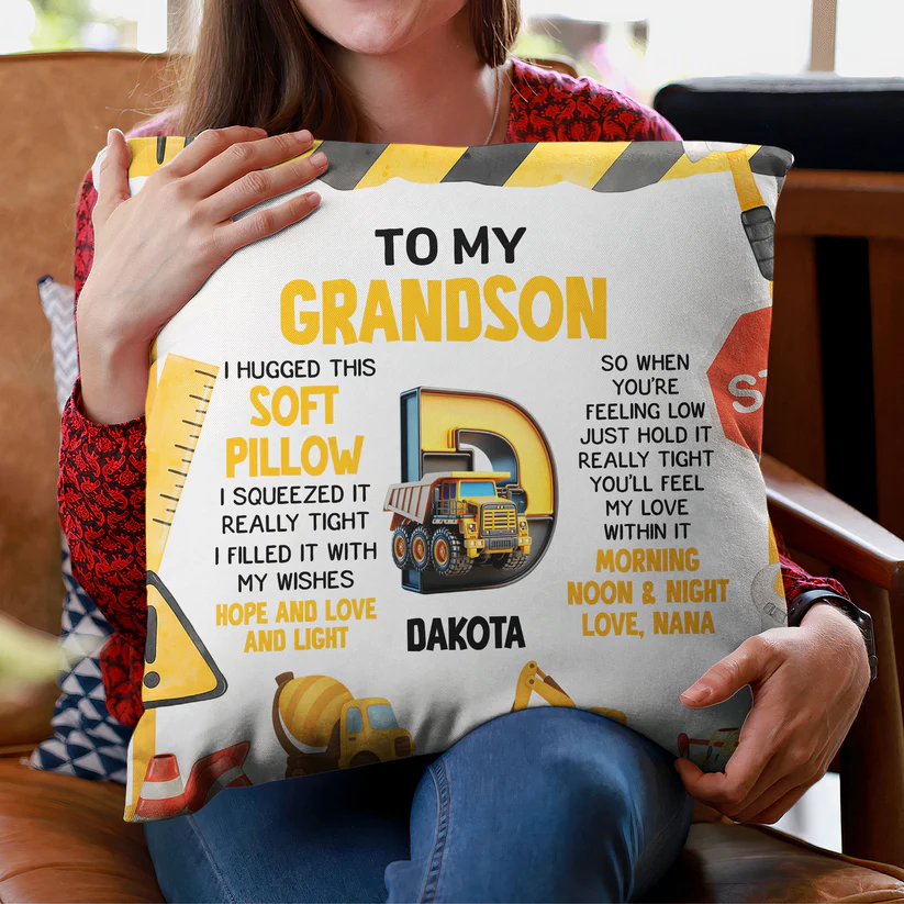Kid Alphabet Hug This - Personalized Custom Pillow - Gift For Grandson, Granddaughter, Son, Daughter