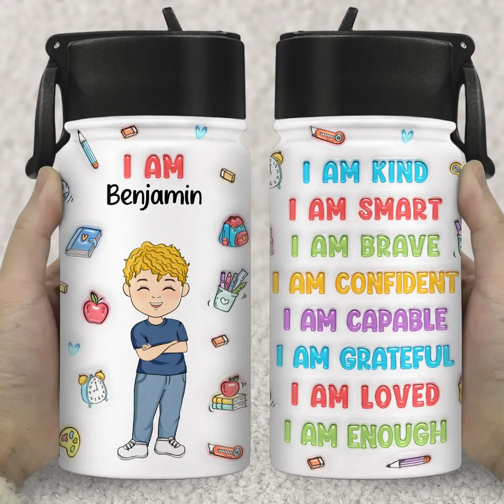 Kind Smart Loved - Personalized Kids Stainless Steel Water Bottle - Custom Gift For Back To School, First Day of School - Student, Son, Daughter | Kindergarten, Pre-K, Preschool