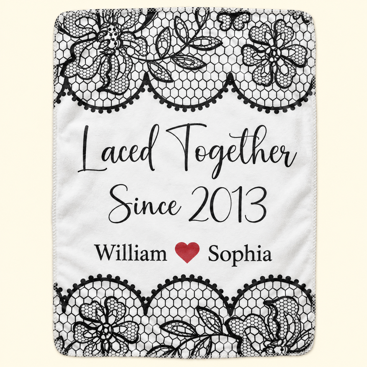 Laced Together Couple - Personalized Custom Blanket - Gift For Her/Him, Husband/Wife, Couples on Anniversary, Valentine's Day
