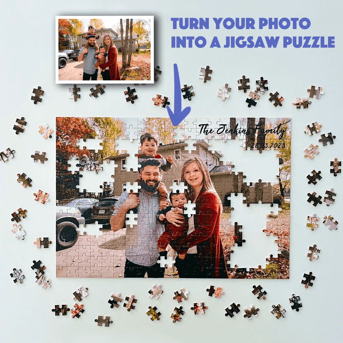Custom Photo Puzzle Set -  Personalized Family Gift For Couples, Friends, Valentine, Anniversary, Husband Wife, Her/Him, Grandma/Grandpa, Grandparent
