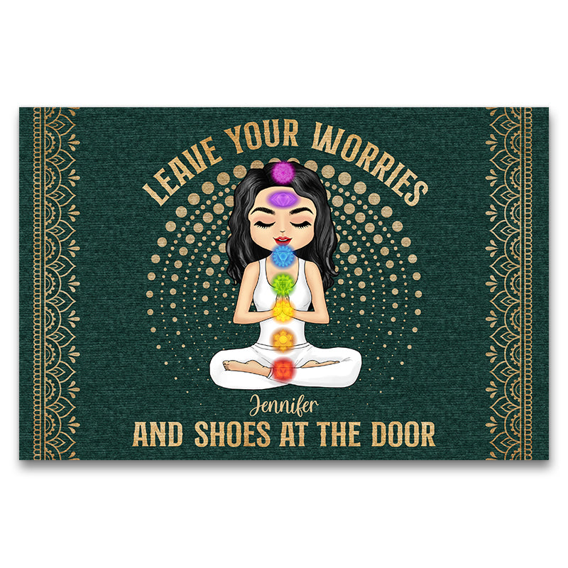 Personalized Leave Your Worries & Shoes doormat, main view
