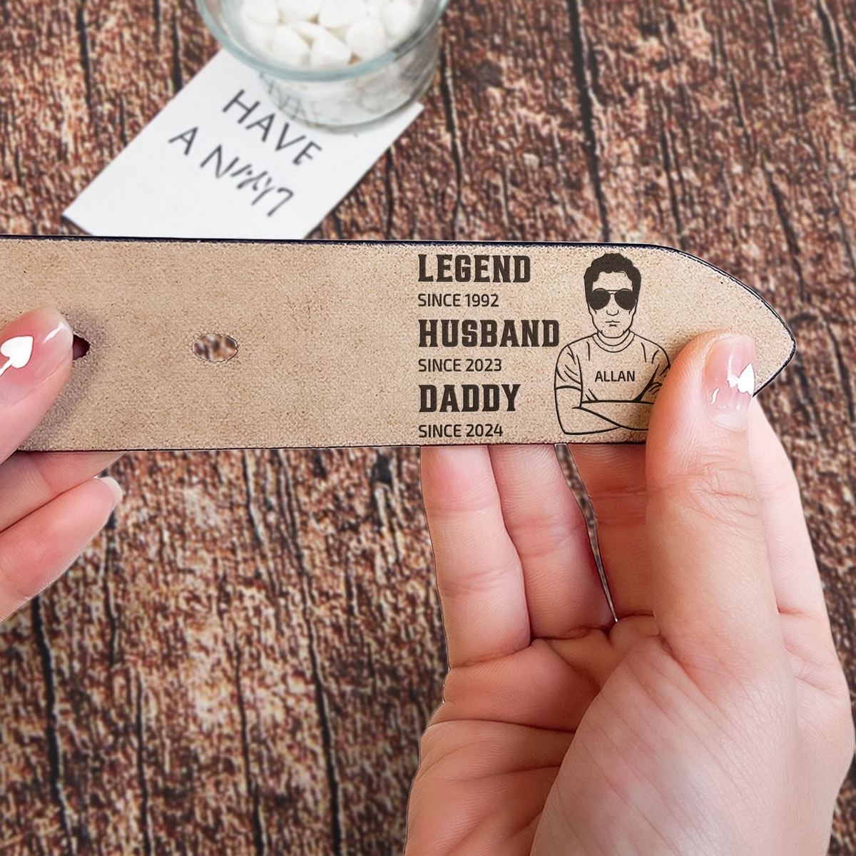 Legend Husband Daddy - Personalized Engraved Leather Belt - Gift for Dad, Daddy, Grandpa, Father's Day, Birthday