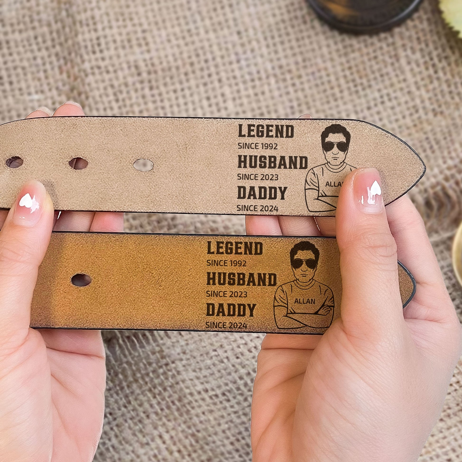 Legend Husband Daddy - Personalized Engraved Leather Belt - Gift for Dad, Daddy, Grandpa, Father's Day, Birthday