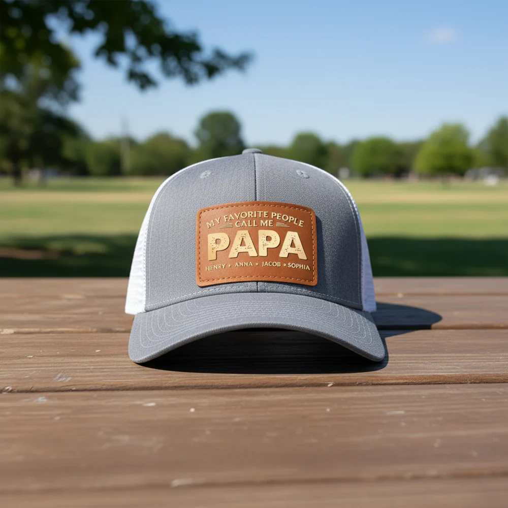 Legendary Grandpa/Papa Vibes - Personalized Leather Patch Hat - Father's Day Gifts for Grandpa, Papa, Dad, Daddy