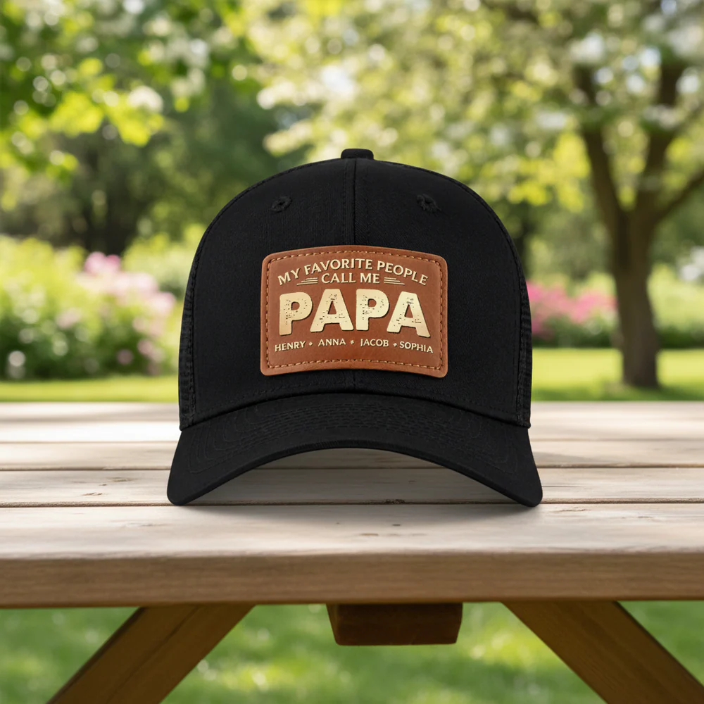Legendary Grandpa/Papa Vibes - Personalized Leather Patch Hat - Father's Day Gifts for Grandpa, Papa, Dad, Daddy