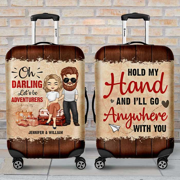 Darling, Let's Be Adventurers - Personalized Custom Luggage Cover - Gift For Couples, Husband, Wife, Traveling Lovers