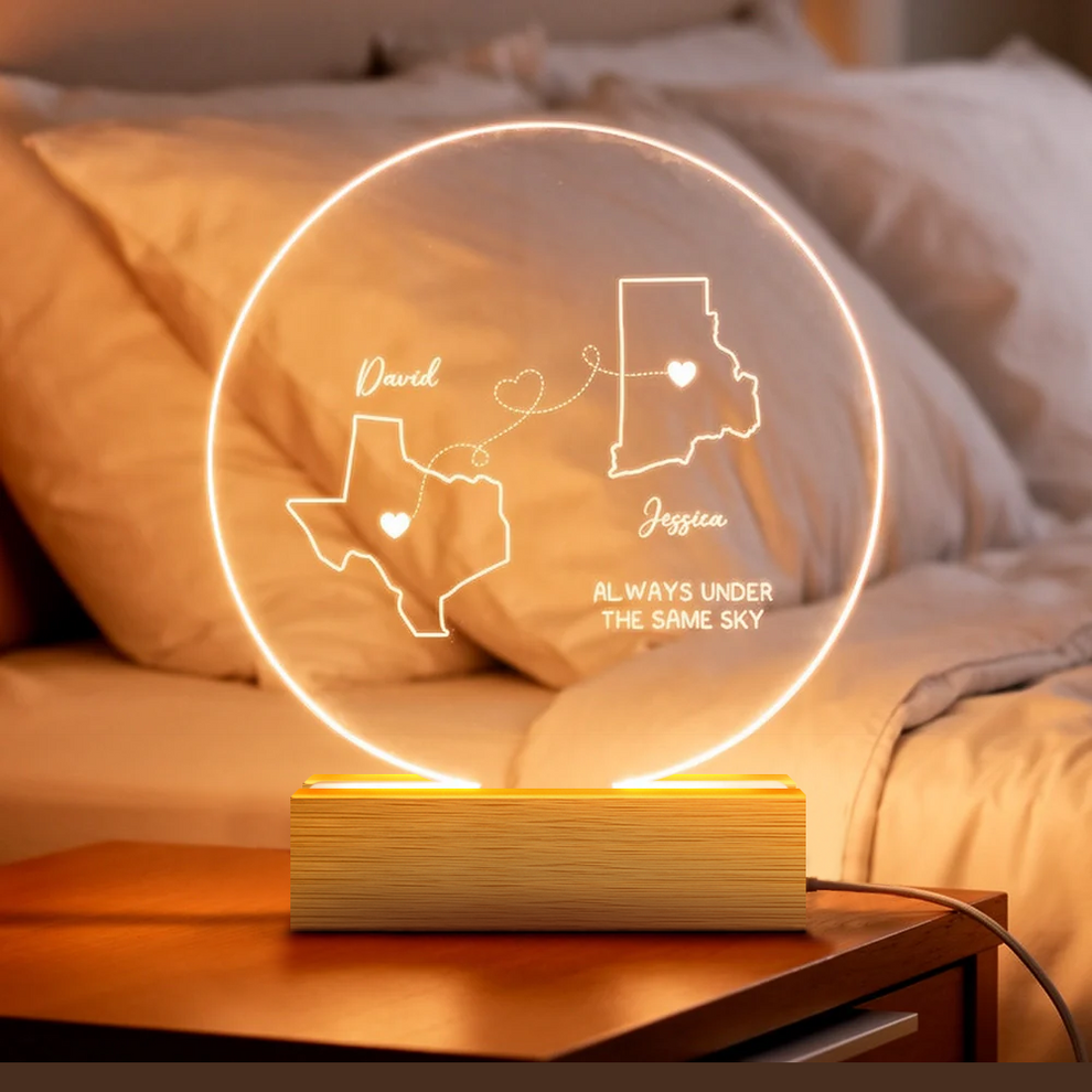 Personalized Long Distance Couple Always Under The Same Sky led light, main view