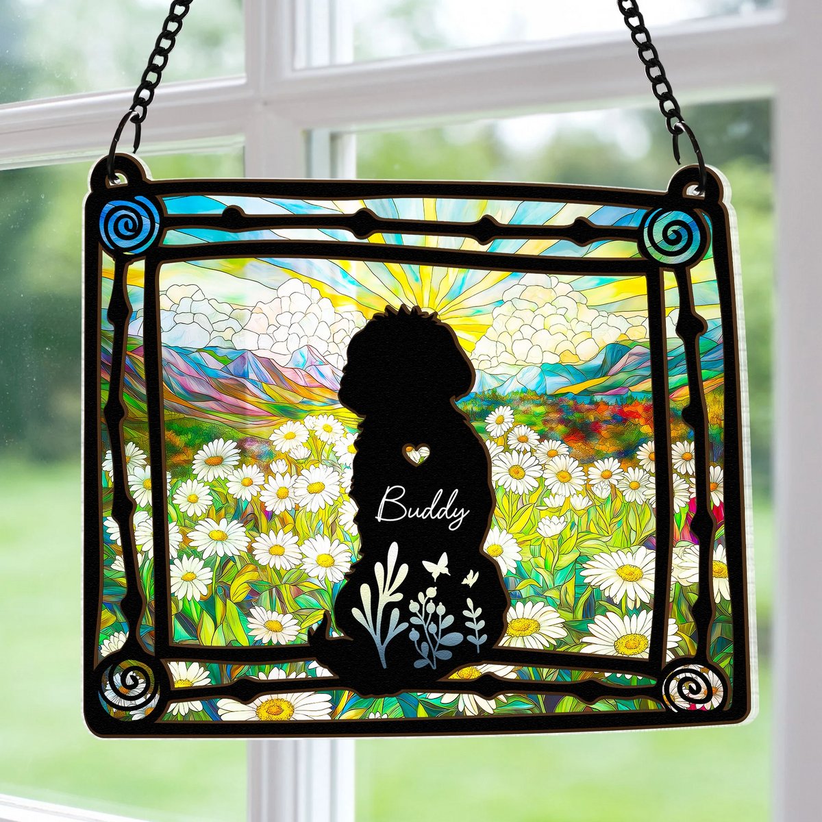Loss Of Dog In Loving Memory - Personalized Window Hanging Suncatcher Ornament - Memorial Gift, Remembrance, Bereavement for Dog Owner